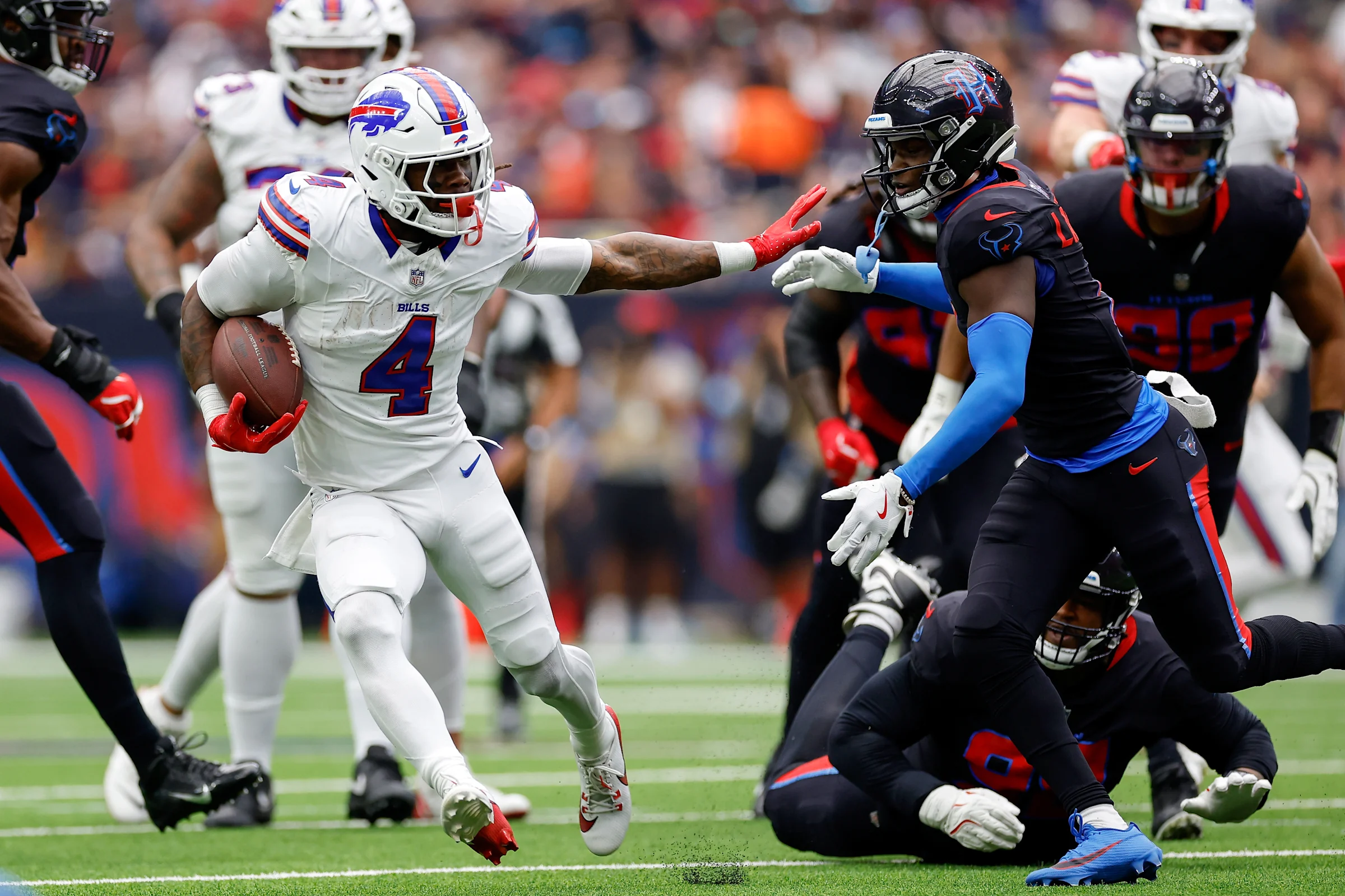 A photo of the Buffalo Bills and Houston Texans logos or action from an NFL game.