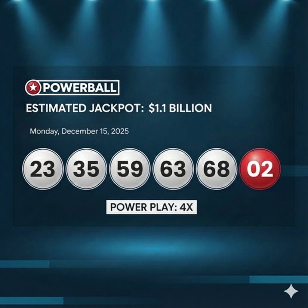 Powerball Winning Numbers Results Monday December 15 2025