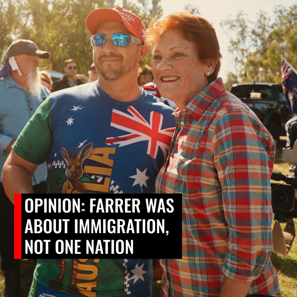 The Great Replacement Referendum: Why Farrer Was About Mass Immigration And The Death Of The Shonky Liberal Heartlocked Establishment! 1 Pauline Hanson hugging a man in an Australia t-shirt with text Farrer was about immigration
