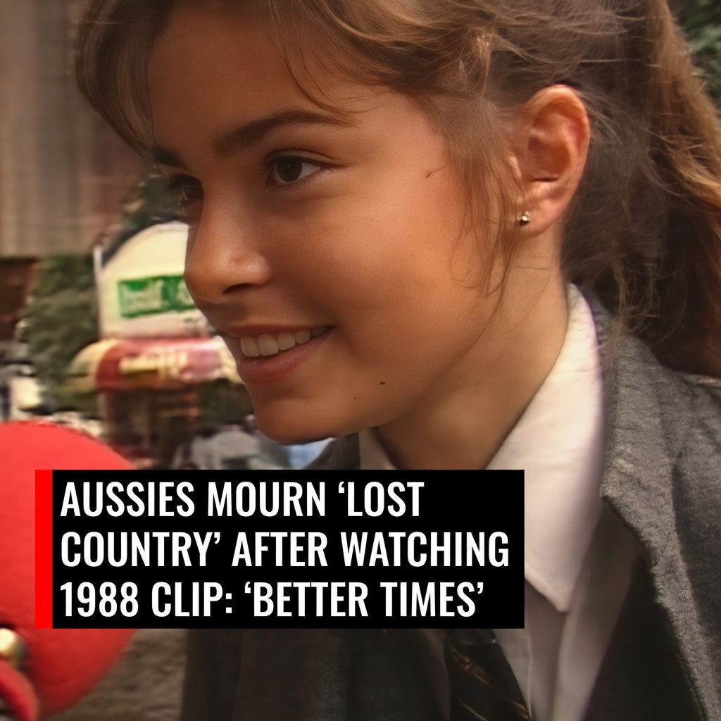 Close up portrait of an innocent 1988 schoolgirl in a grey blazer during an ABC street interview