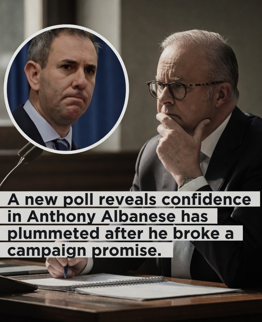Anthony Albanese looking down with a pen alongside a circular inset of a worried Jim Chalmers