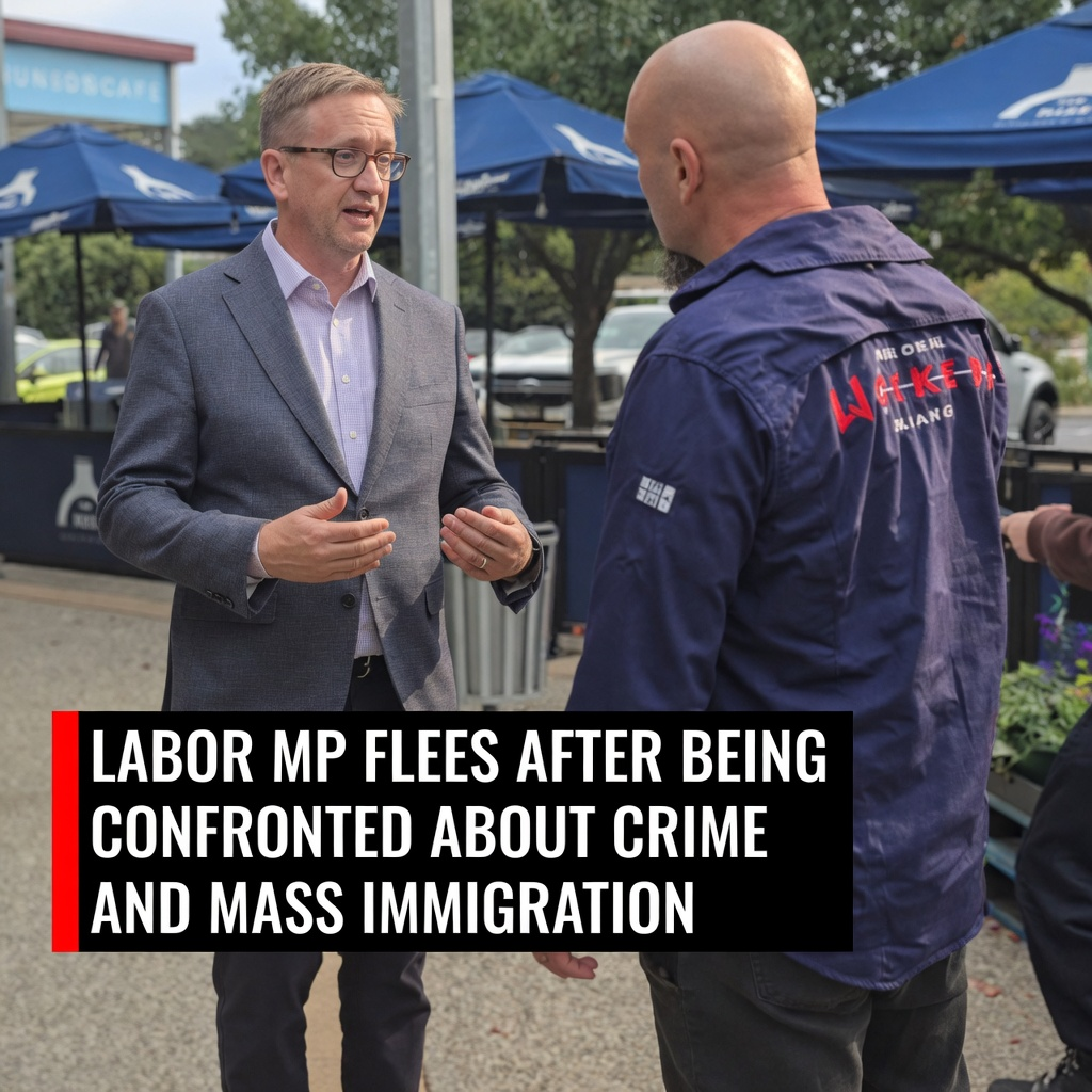 Federal Labor MP Julian Hill being confronted by activists in Narre Warren North
