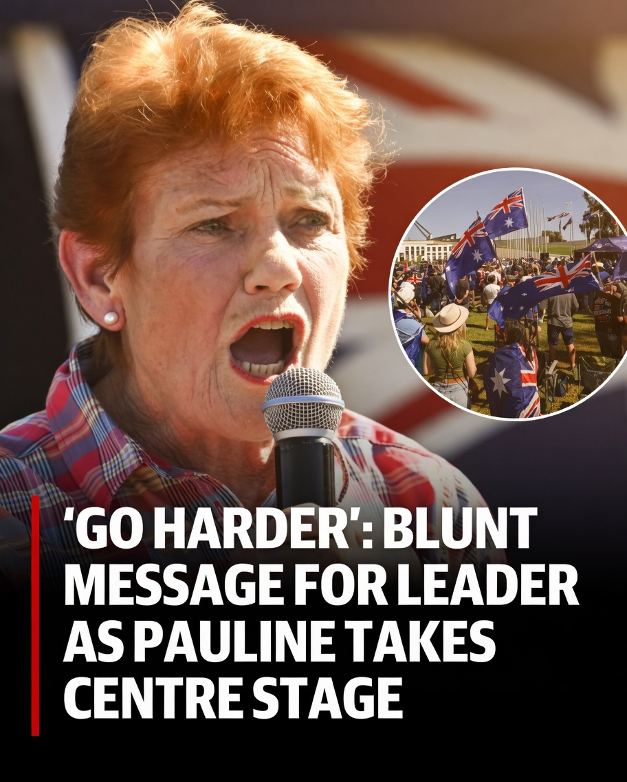 Supporters at Parliament House urging Pauline Hanson and Matt Canavan to take a tougher stance on migration