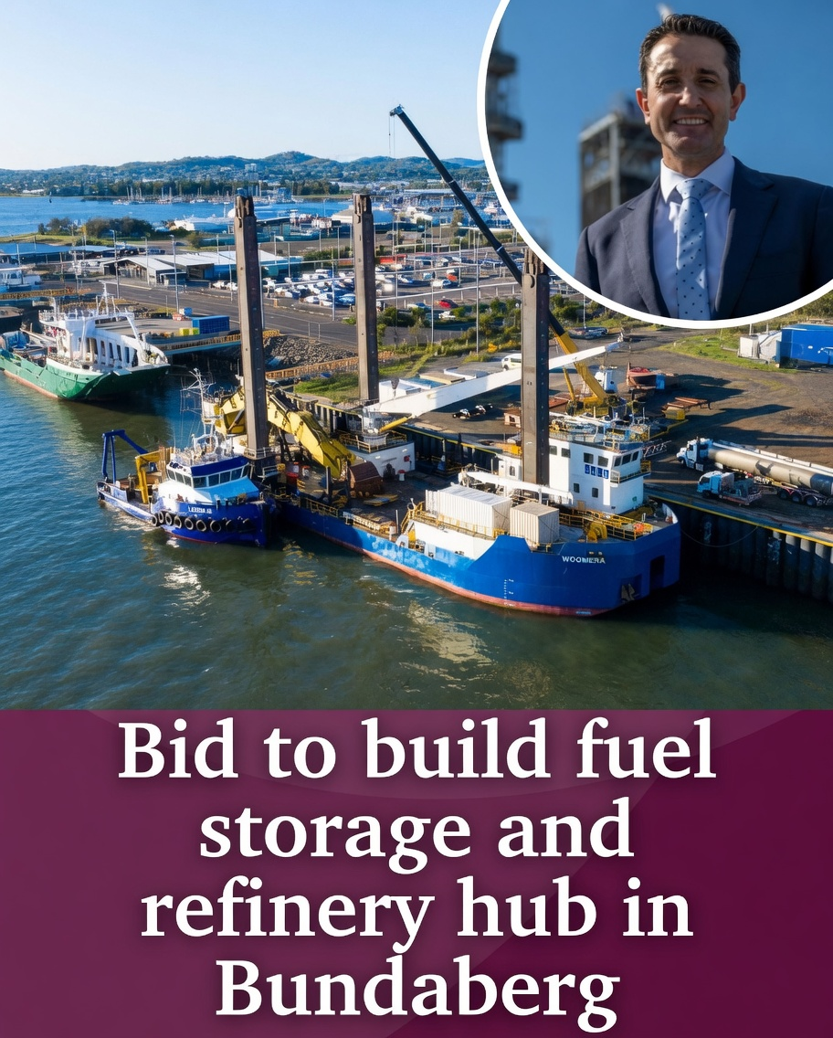 Premier David Crisafulli announcing fuel security plan at Queensland port