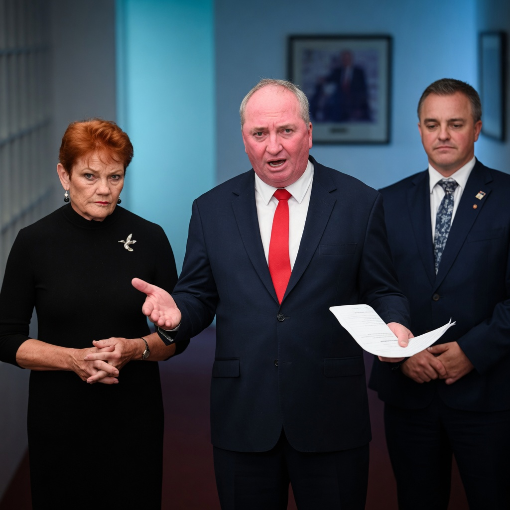 Barnaby Joyce and Pauline Hanson discussing potential coalition agreement