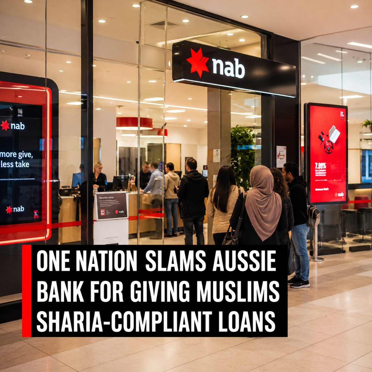 National Australia Bank branch and discussion over Sharia-compliant finance