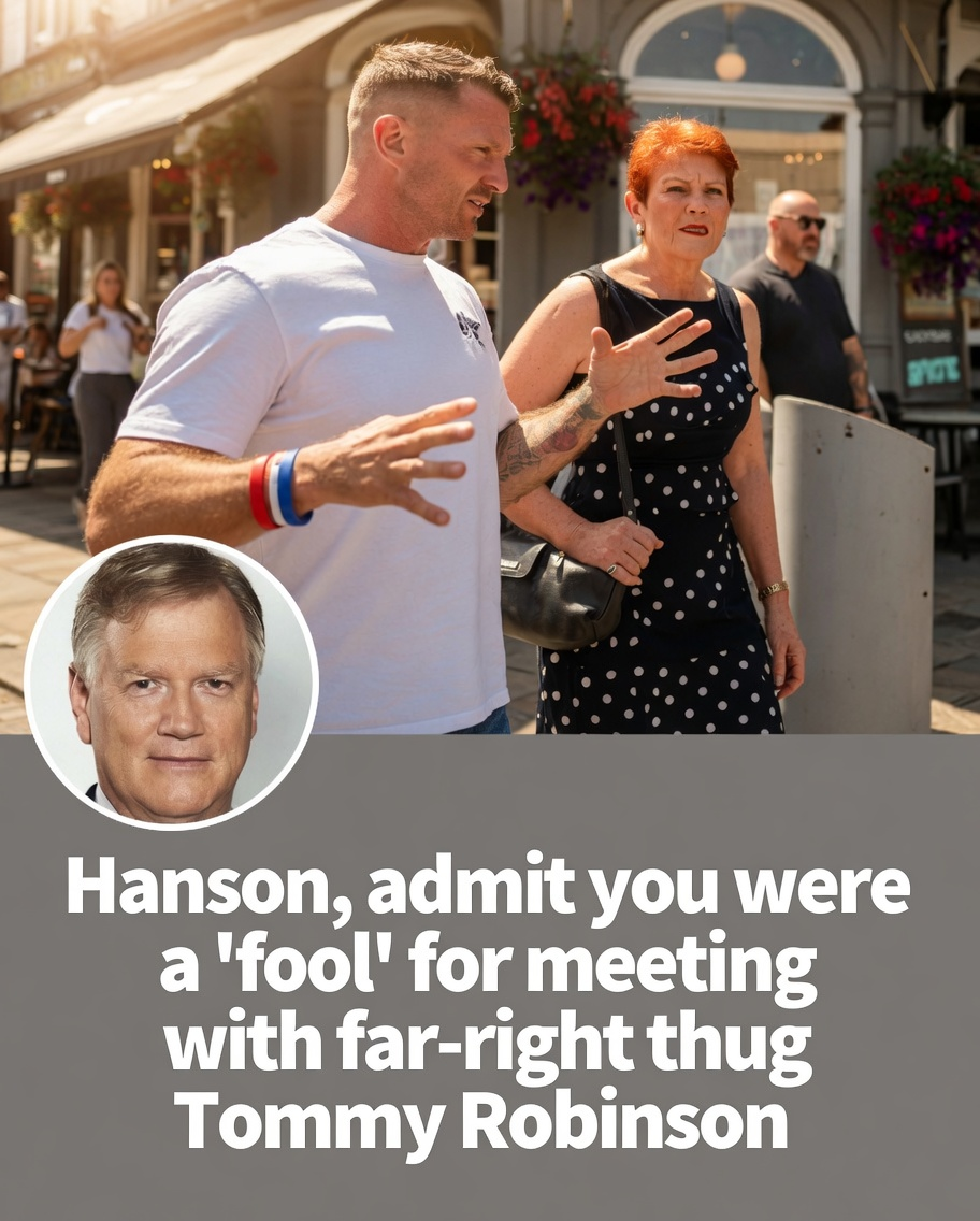 Hanson urged to admit she made a ‘foolish’ mistake after Tommy Robinson podcast sparks backlash 1 Pauline Hanson during her United Kingdom visit where she met Tommy Robinson