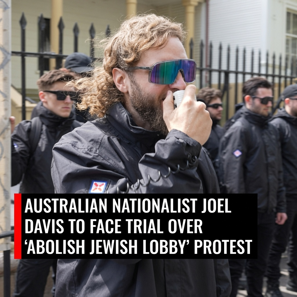Joel Davis outside court ahead of proceedings relating to New South Wales hate speech charges