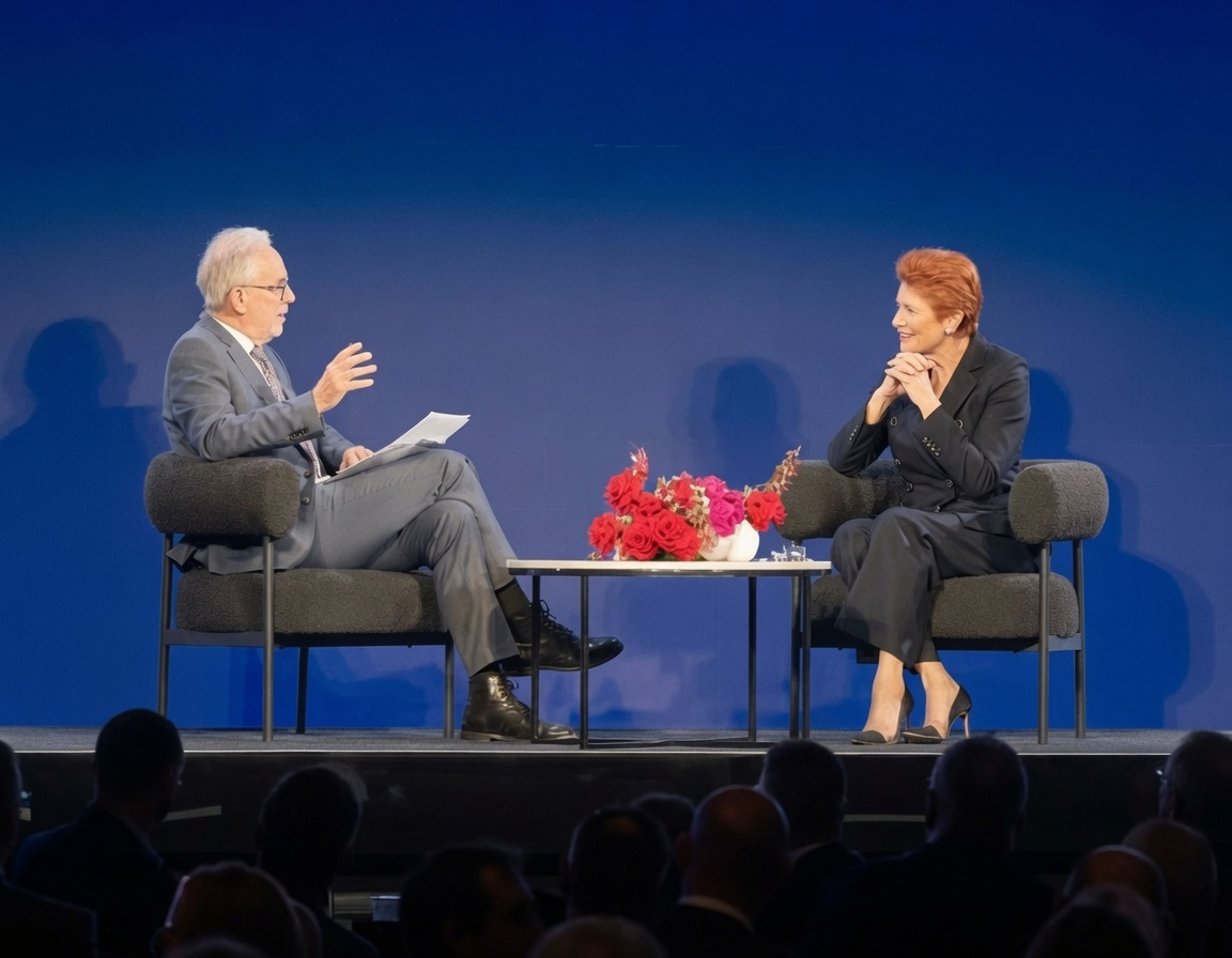 Pauline Hanson comparison to White Australia Policy sparks boos at Perth leadership forum 1 Pauline Hanson speaking at a leadership forum in Perth