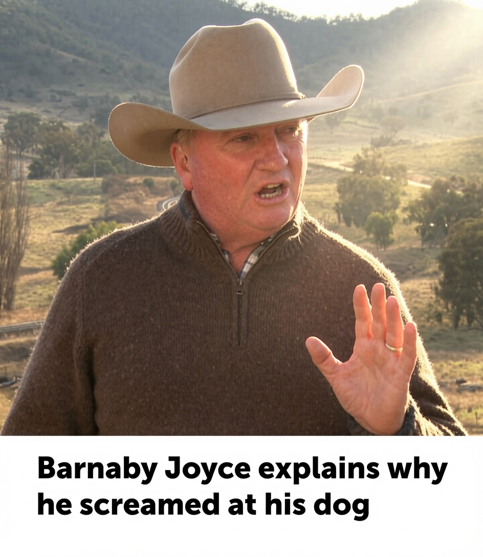 Barnaby Joyce with his dog Stella following a viral television interview