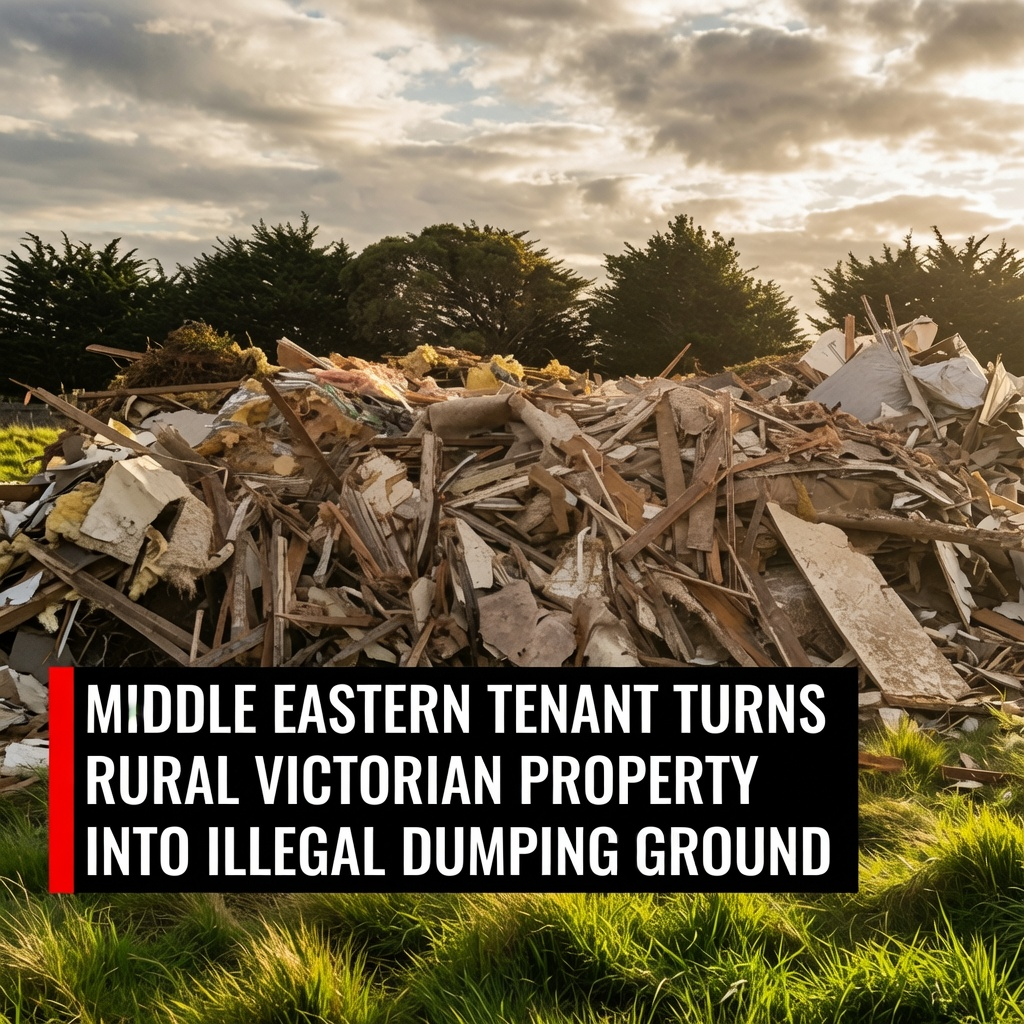 Illegal construction waste dumped on rural property near Diggers Rest, Victoria