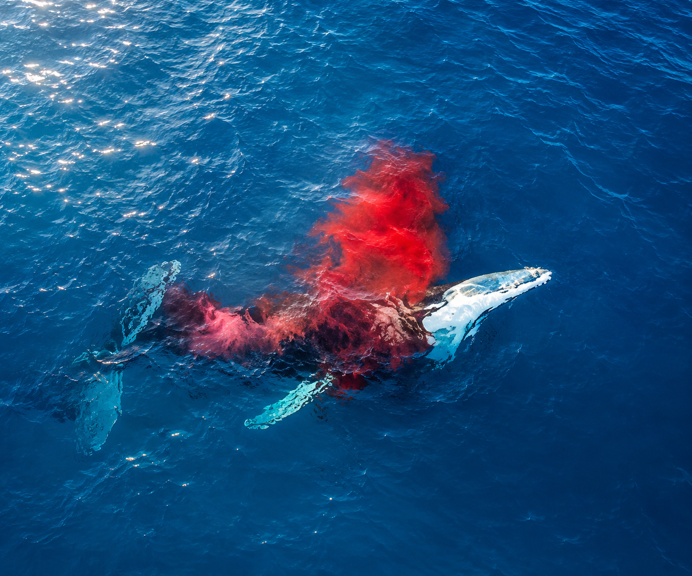 Drone footage captures a humpback whale giving birth off the coast of Kingscliff in New South Wales.