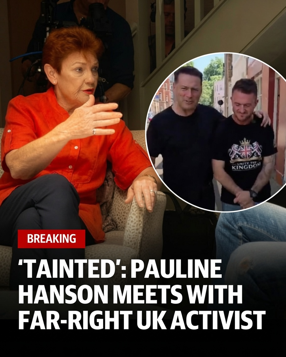 Pauline Hanson during her visit to London where she recorded a podcast with Tommy Robinson