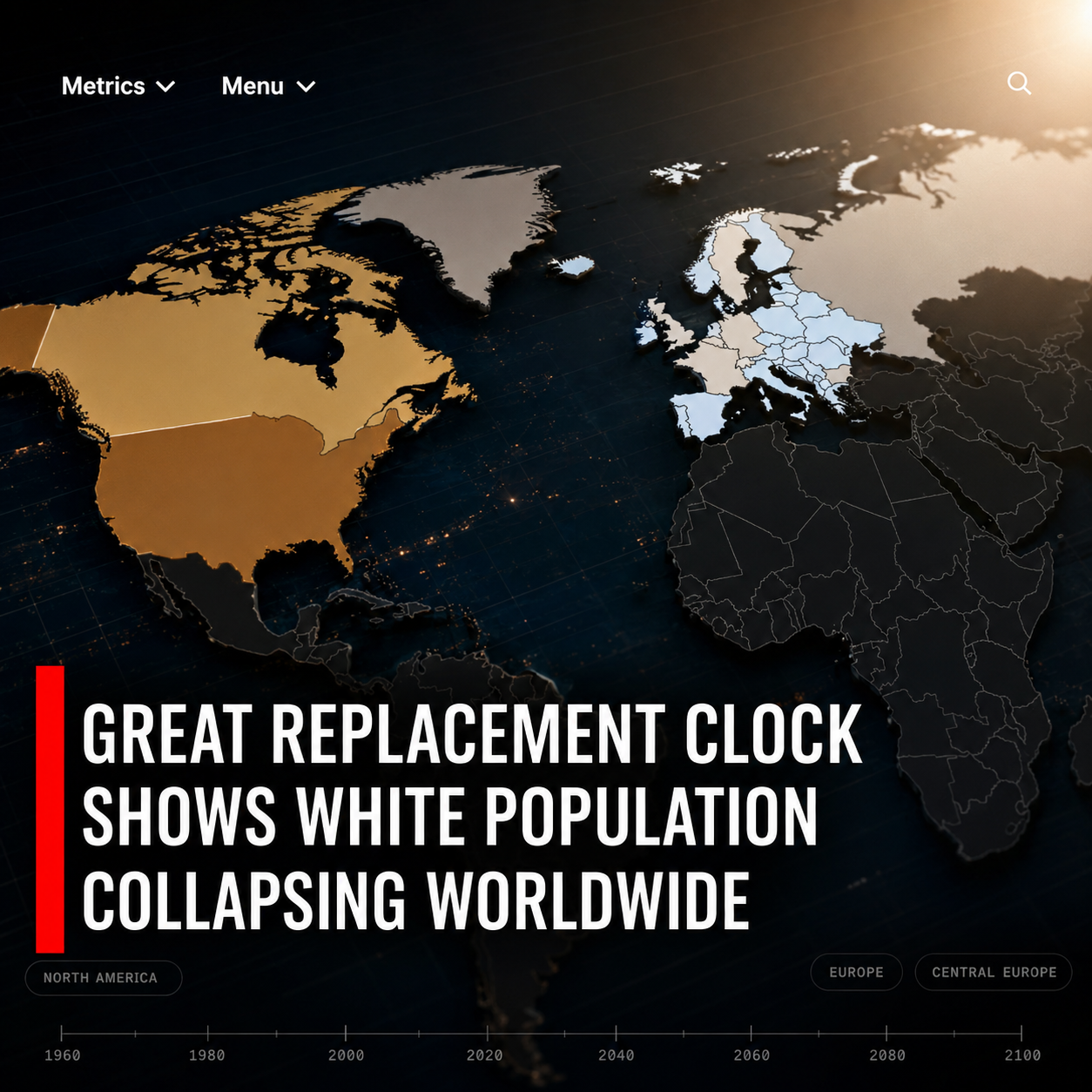 Replacement Clock website displaying demographic projections