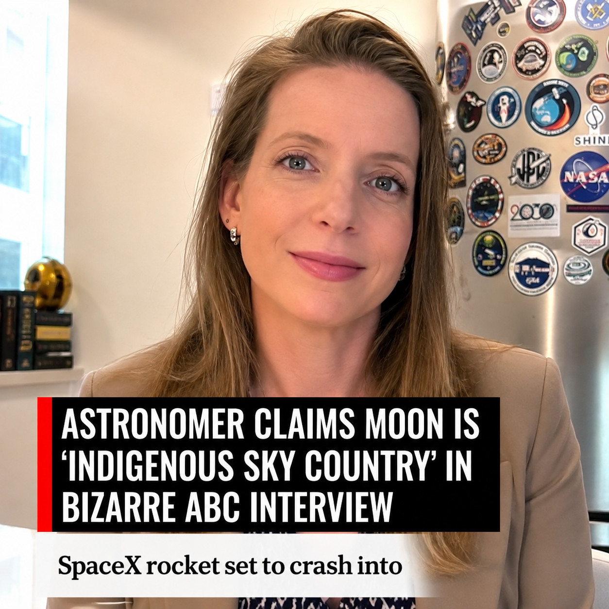 Astronomer Rebecca Allen during an ABC News interview discussing the Moon and space exploration