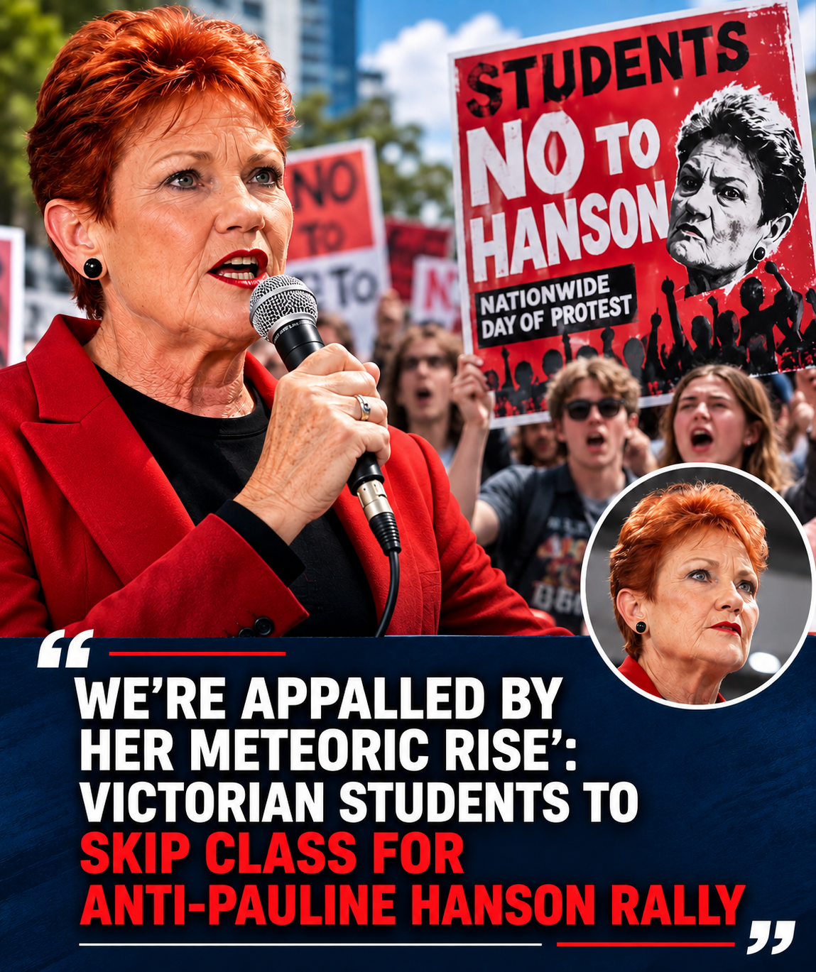 Students preparing to attend an anti-Pauline Hanson rally in Melbourne